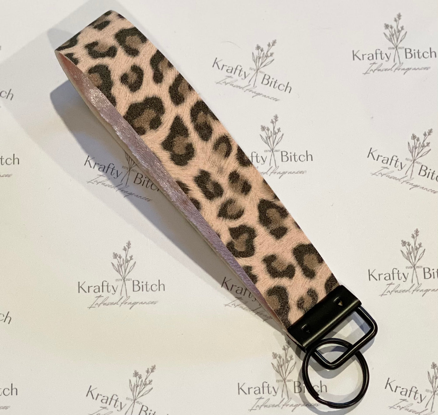 Pink and black leopard print fob