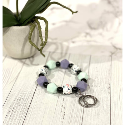 Purple and light blue stone bracelet Keychain