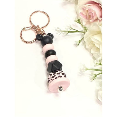 Pink leopard minnie keychain