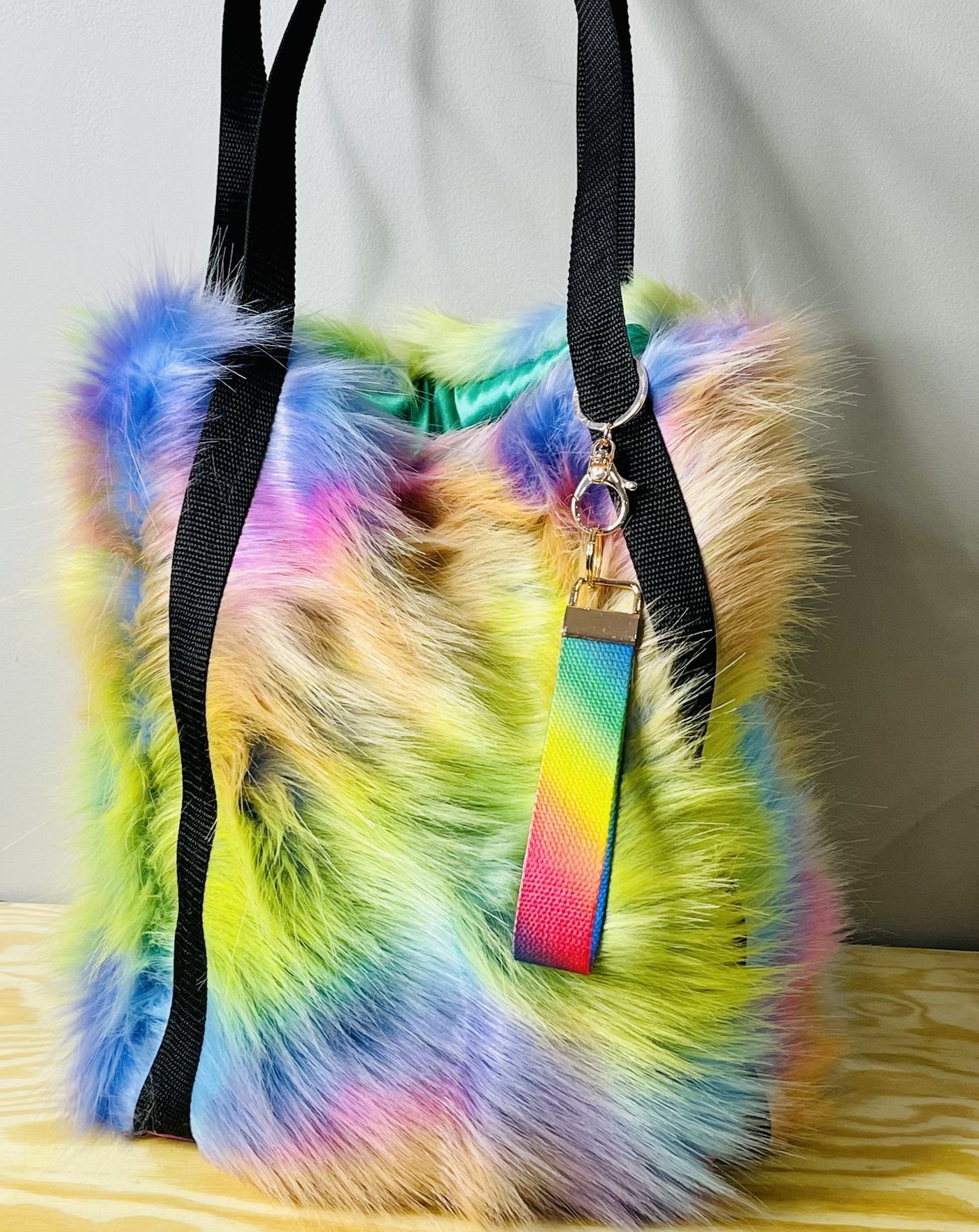 Rainbow Faux Fur tote bag