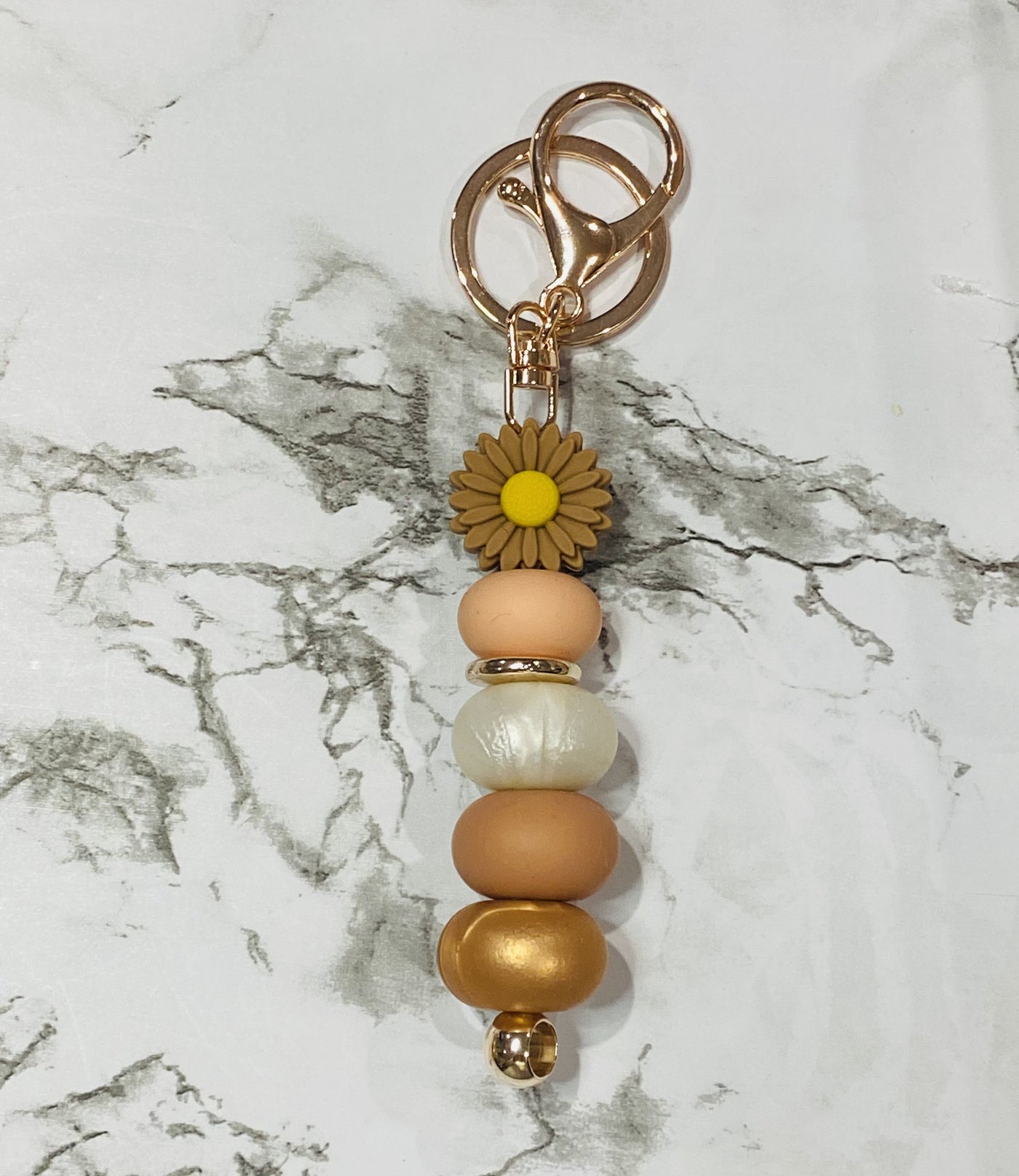 All Natural daisy keychain