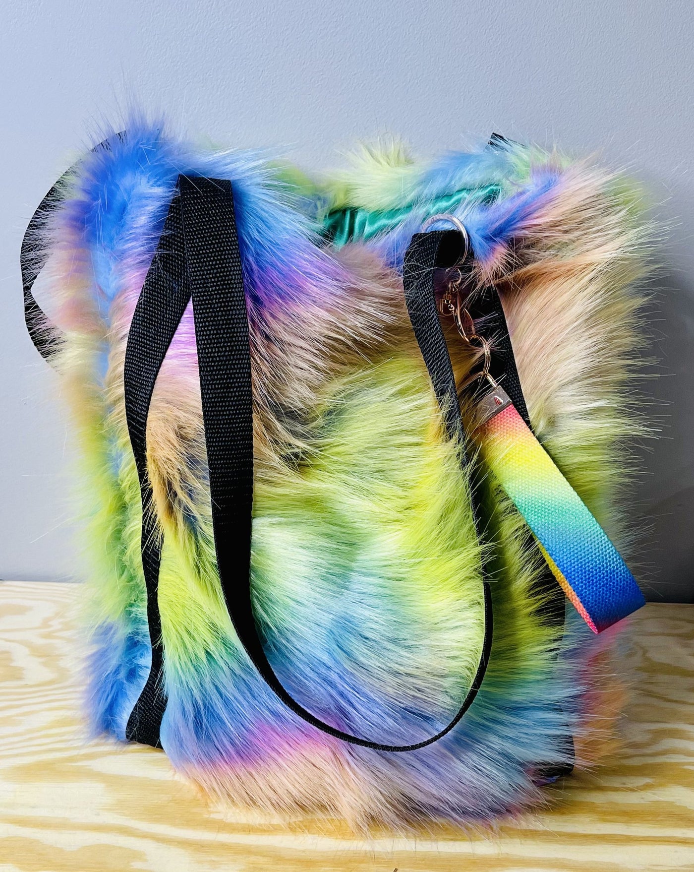 Rainbow Faux Fur tote bag