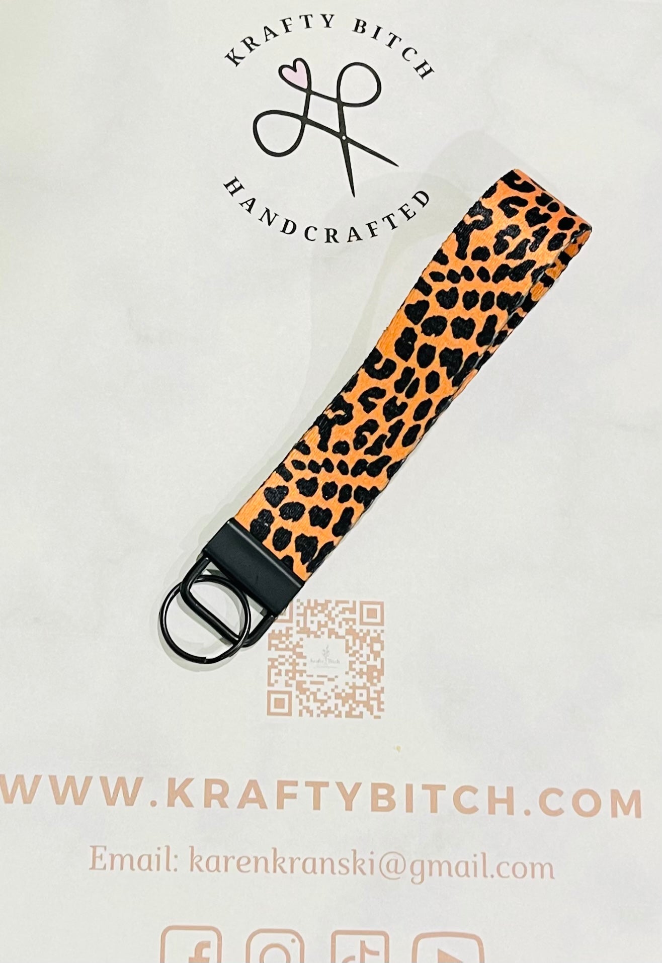 Leopard print key fob