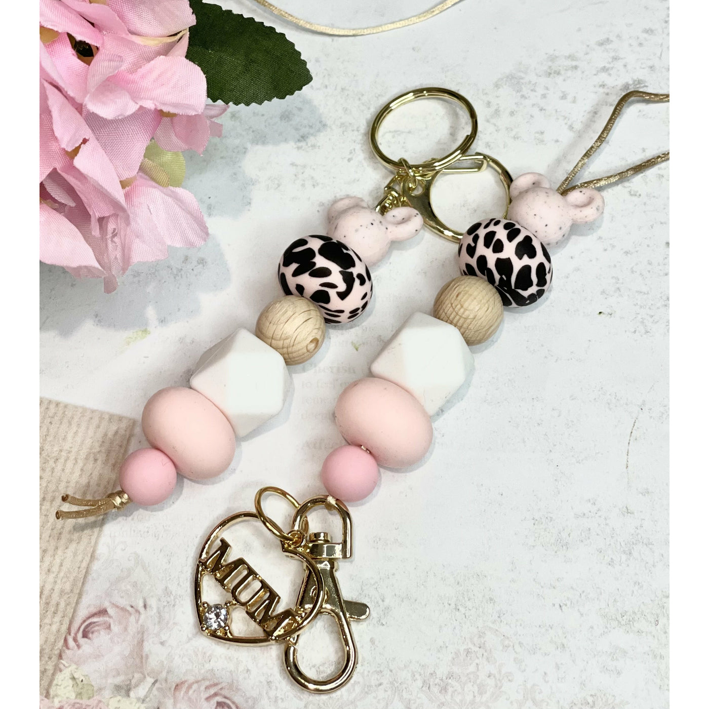 Pink Leopard Mothers Day Lanyard set